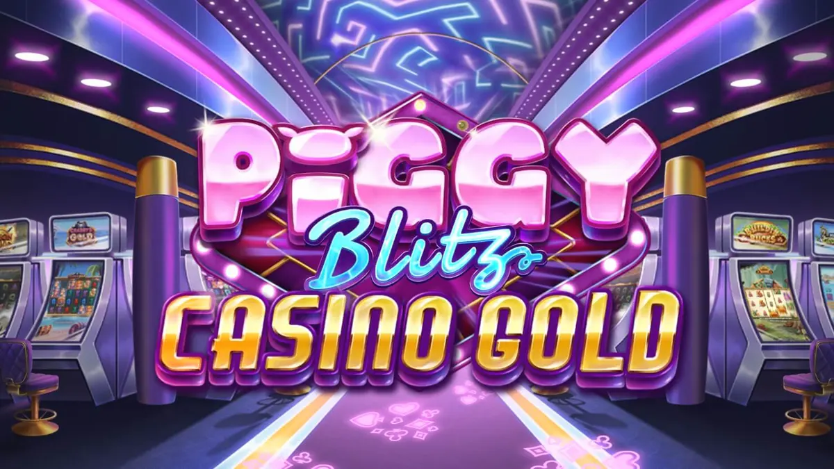Tampilan visual neon dan mewah dari slot Piggy Blitz Casino Gold